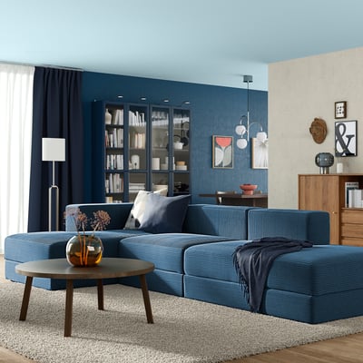 JÄTTEBO 3.5-seat mod sofa w chaise, Samsala dark blue