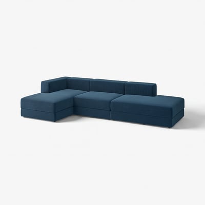 JÄTTEBO blue modular sofa, modern design with clean lines, deep seats, and storage.