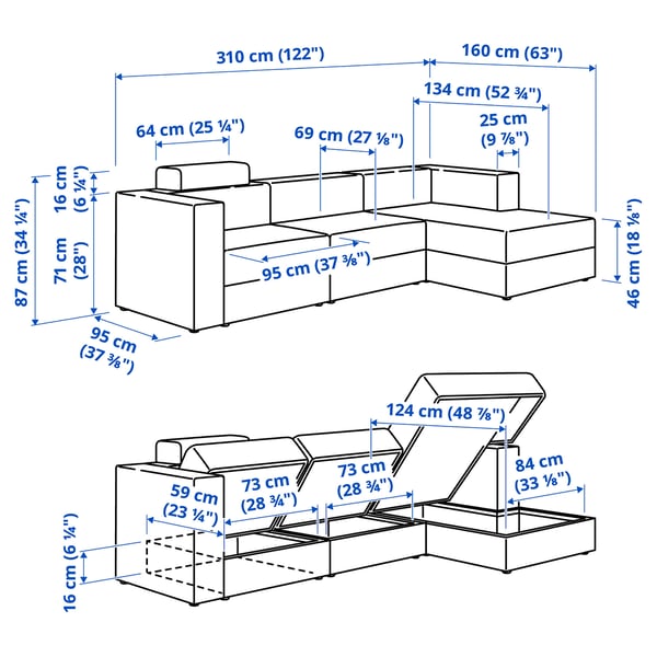 Illustration with measurements for the product: JÄTTEBO.