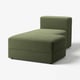 Green JÄTTEBO chaise longue, modern minimalist design with ribbed texture and storage, part of modular sofa system.