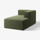 JÄTTEBO green modular sofa, olive-green corduroy fabric, rectangular design with chaise, high-resilience foam, storage space.