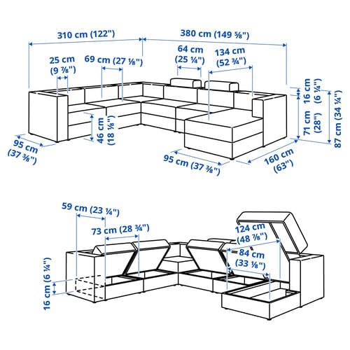 Illustration with measurements for the product: JÄTTEBO.