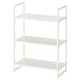 White JONAXEL metal 3-tier shelving unit for storage.