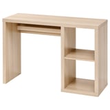 KALLAX light oak desk, minimalist design, open storage, light wood grain finish, rectangular shape with open compartments.