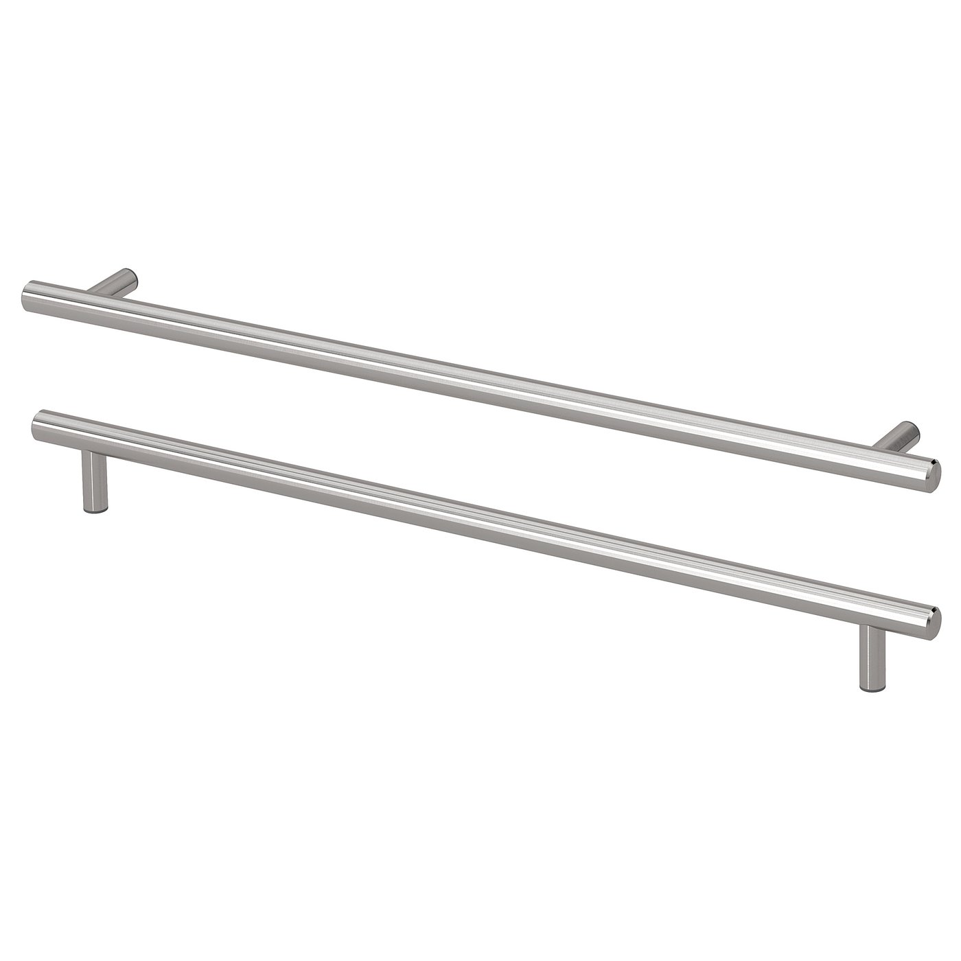Stainless steel KALLRÖR handle set, sleek and modern, ideal for kitchen cabinets.