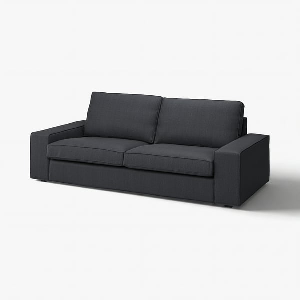 Modern dark grey KIVIK sofa with low armrests and plush cushions for comfort.