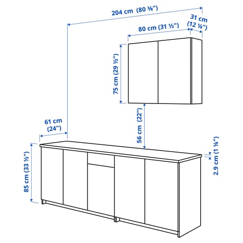 Illustration with measurements for the product: KNOXHULT.