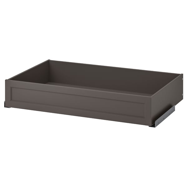 Single grey KOMPLEMENT drawer, rectangular, modern design with smooth finish.