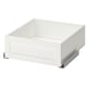 A white KOMPLEMENT framed drawer, rectangular-shaped, with a plain design, suitable for organising items in a wardrobe.