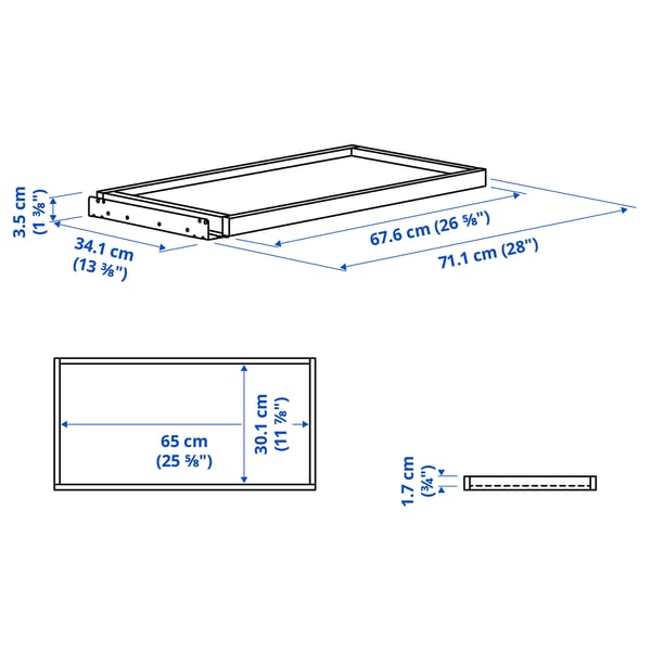 Illustration with measurements for the product: KOMPLEMENT.