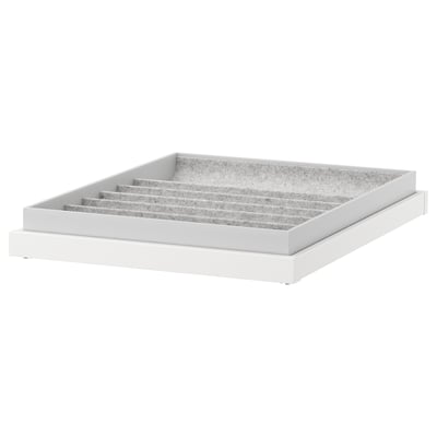KOMPLEMENT, white tray with compartments for accessories, felt lining, pulls out, soft close.