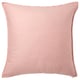 Pink, square pillow with zip, textured polyester.