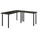 LAGKAPTEN: black l-shaped desk with metal legs.