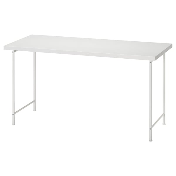 LAGKAPTEN white desk, modern, rectangular, light material, adjustable feet.