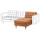 Modern brown leather sectional sofa with tufted cushion design, l-shape, chrome legs.