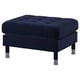 LANDSKRONA blue velvet footstool, chrome legs, tufted top.
