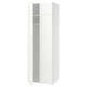 A white LASTARE wardrobe with one open door revealing shelves inside.