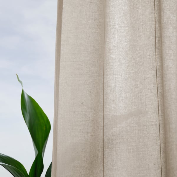 LENDA Curtains with tie-backs, 1 pair, off-white/with eyelets, 140x250 cm