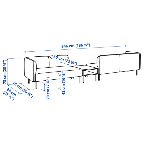Illustration with measurements for the product: LILLEHEM.