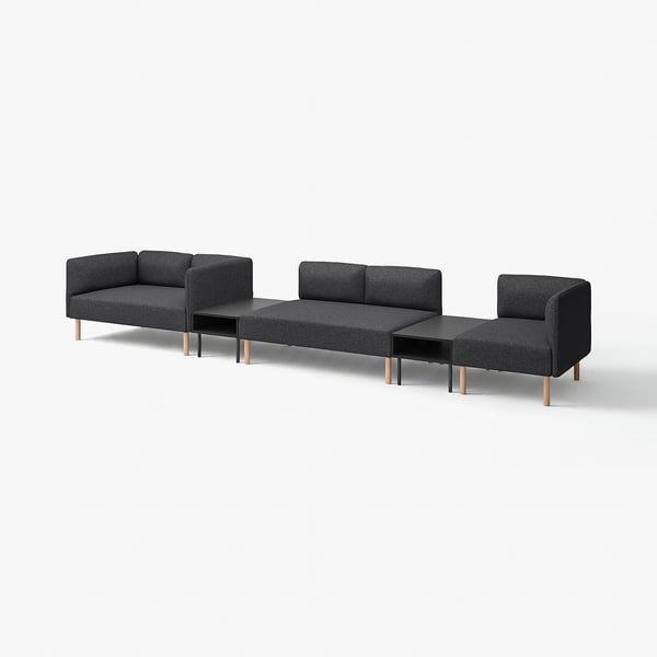 Modern grey LILLEHEM modular sofa set with wooden legs, clean lines, and minimalist design.