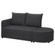 Modern black sofa bed with rounded shapes, 2 back cushions, 10-year guarantee.