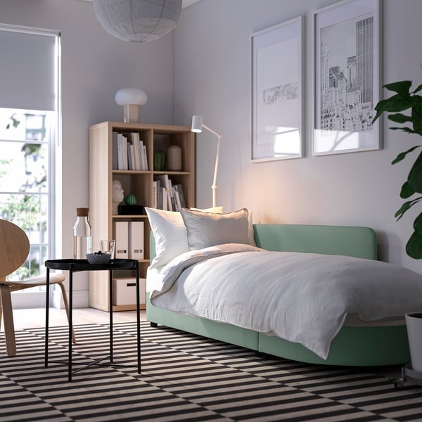 LINDÅKRA Sleeper sofa, Vissle light gray-green