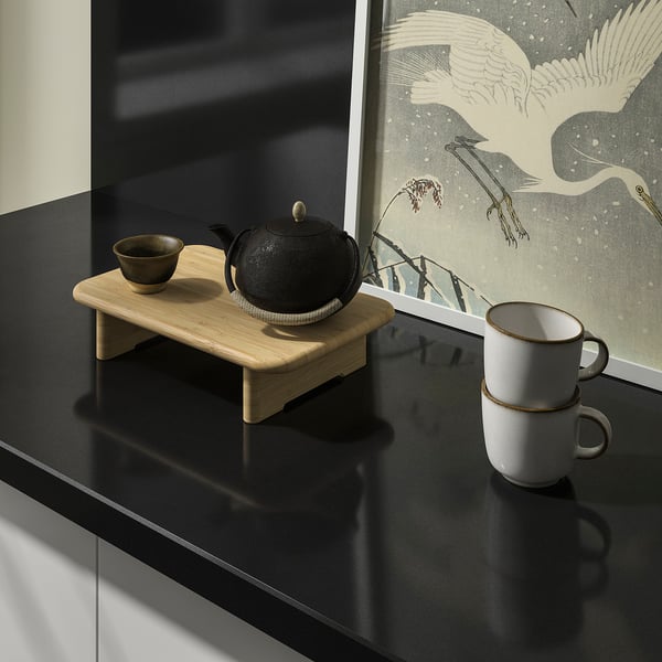 LOCKEBO Custom countertop, black/glass composite, 1 m²x4.0 cm