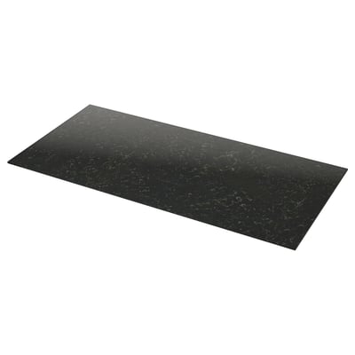 LOCKEBO Custom countertop, black marble effect/glass composite, 1 m²x2.0 cm