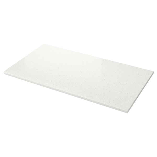 LOCKEBO Custom countertop, off-white lively/mineral effect glass composite, 1 m²x4.0 cm