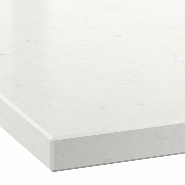 LOCKEBO Custom countertop, off-white marble effect/glass composite, 1 m²x4.0 cm