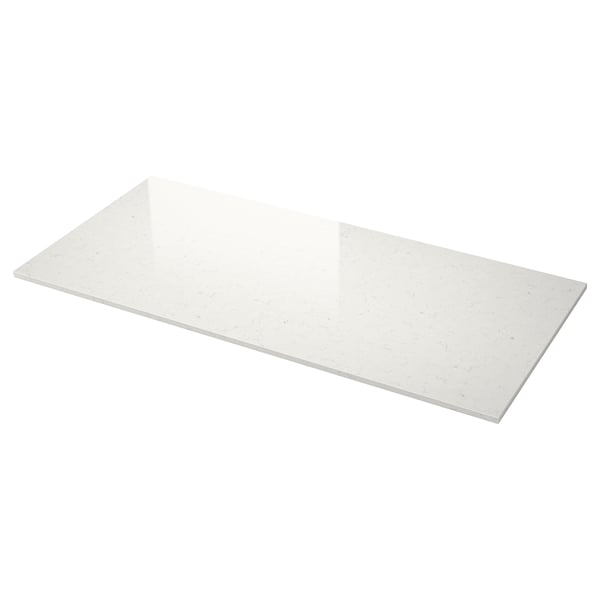 LOCKEBO Custom countertop, off-white marble effect/glass composite, 1 m²x4.0 cm
