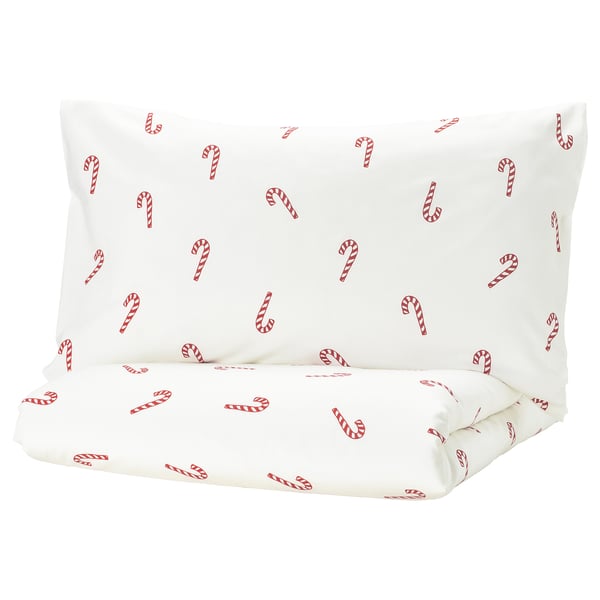 LÖVSÅNGARE Duvet cover and pillowcase(s), candy cane pattern, 150x200/50x80 cm
