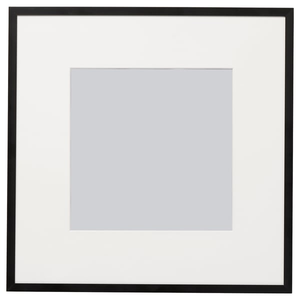 A LOMVIKEN black square picture frame with clear plastic front protection, suitable for wall hanging.