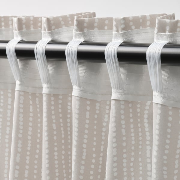 MÄSTERROT dot curtains let in daylight, provide privacy, easy pleats with hooks.