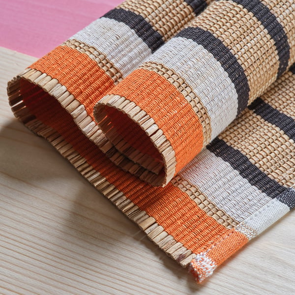 MÄVINN Placemat, banana fiber/stripe pattern, 35x45 cm