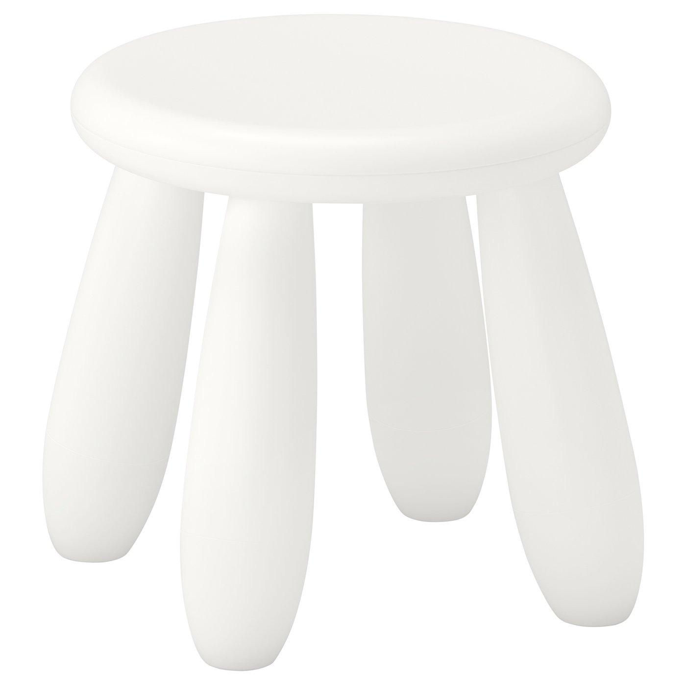 White plastic MAMMUT stool; round, four legs, simple design.