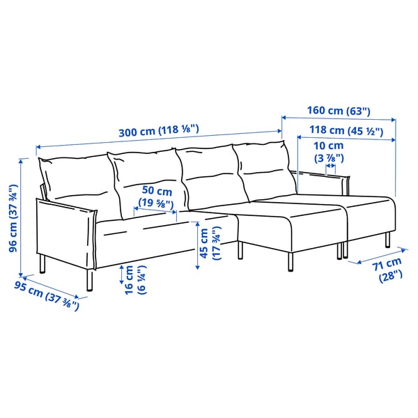 Illustration with measurements for the product: MANNARP.