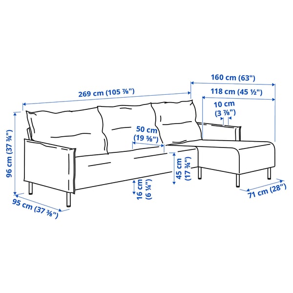 Illustration with measurements for the product: MANNARP.