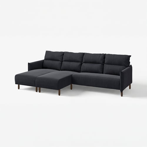 Black MANNARP sectional sofa with modern, elegant design and high comfort cushions.