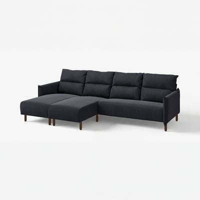 Black MANNARP sectional sofa with modern, elegant design and high comfort cushions.