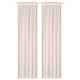 Sheer pink curtains, striped, recycled polyester, privacy with light.