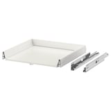 MAXIMERA white drawer, metal runners, smooth edges, minimalist design.