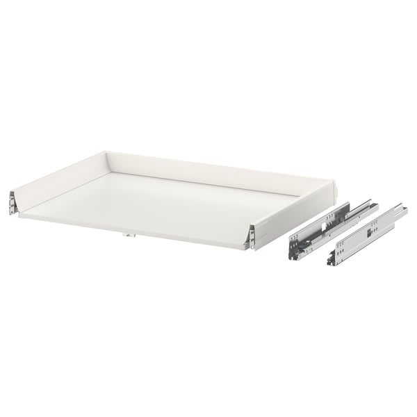 MAXIMERA white drawer with metal slides, full extension design, soft close, epoxy coated steel.