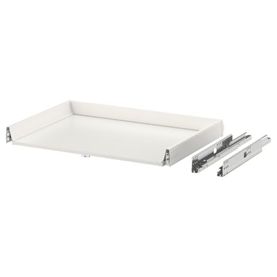 MAXIMERA white drawer with metal slides, full extension design, soft close, epoxy coated steel.