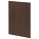 Dark brown wooden panel, smooth texture, rectangular shape.