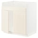 Off-white METOD cabinet, traditional design, bevelled edges.