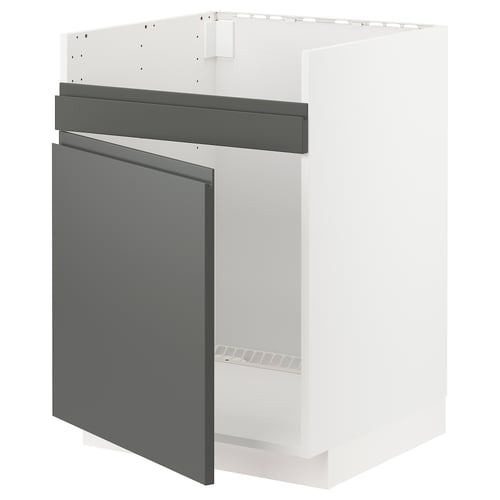 Modern kitchen unit: METOD, dark grey, rectangular, integrated handles, plastic & fibreboard.