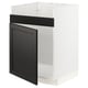 Modern METOD kitchen cabinet with dark grey lerhyttan fronts, sturdy white frame.