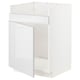 A white METOD kitchen cabinet with a glossy finish, featuring a door and hinges.