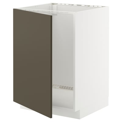 White METOD cabinet with dark brown door, modern design.